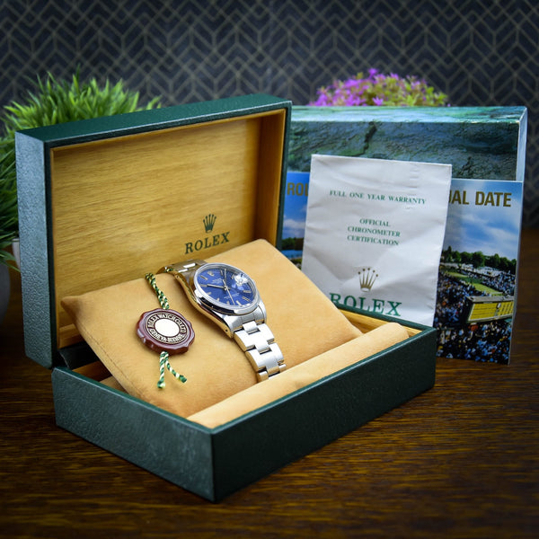 Date 15200 - Mens Watch - Blue Dial - 34mm - 1991