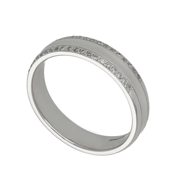18ct White Gold Diamond Set Band Ring - Size Z