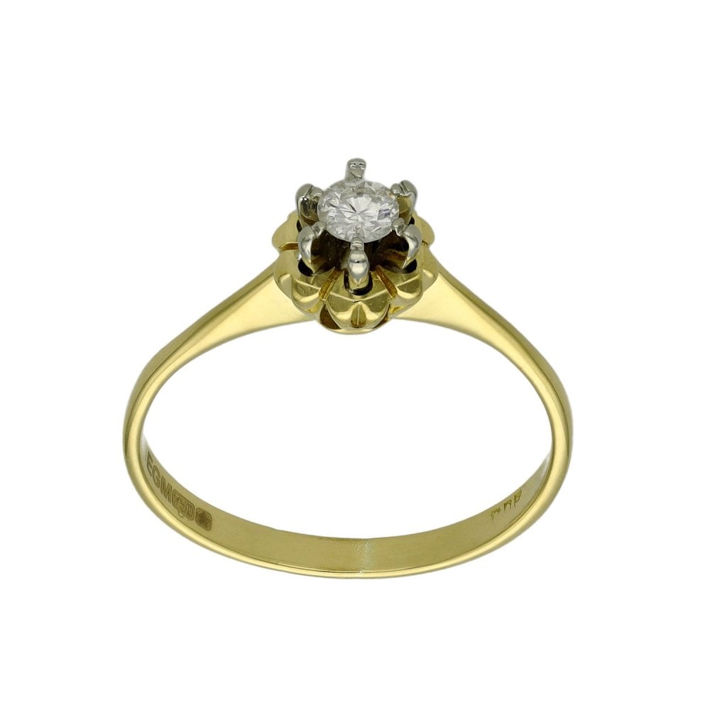 18ct Yellow Gold Diamond Solitaire Engagement Ring - 0.10ct