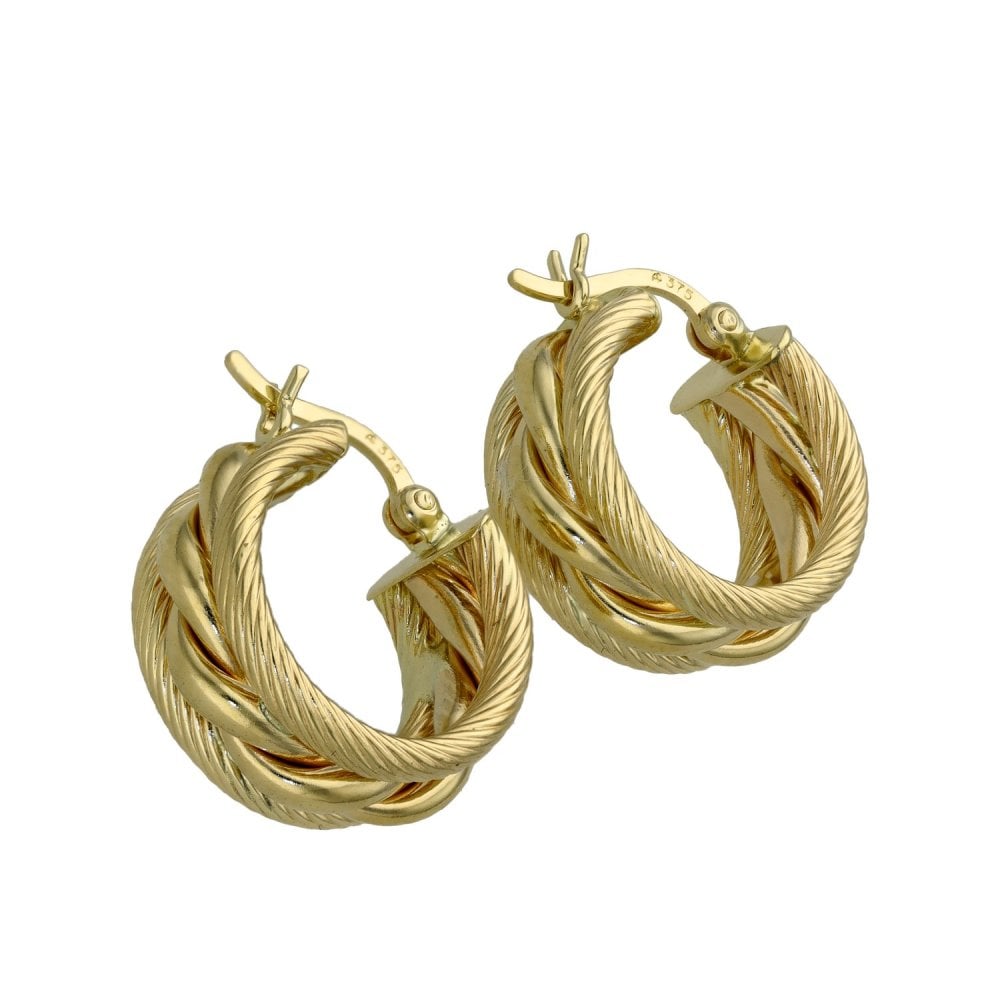 9ct Yellow Gold Small Twist Hoop - 3.6g