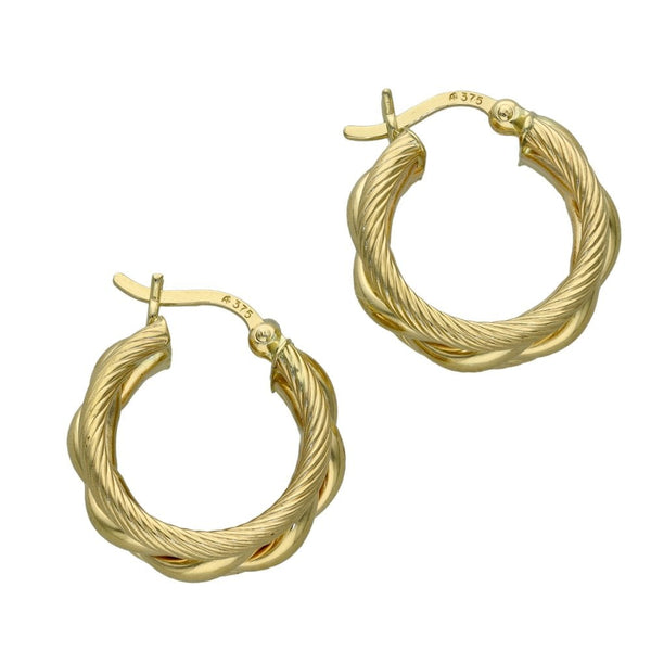 9ct Yellow Gold Small Twist Hoop - 3.6g
