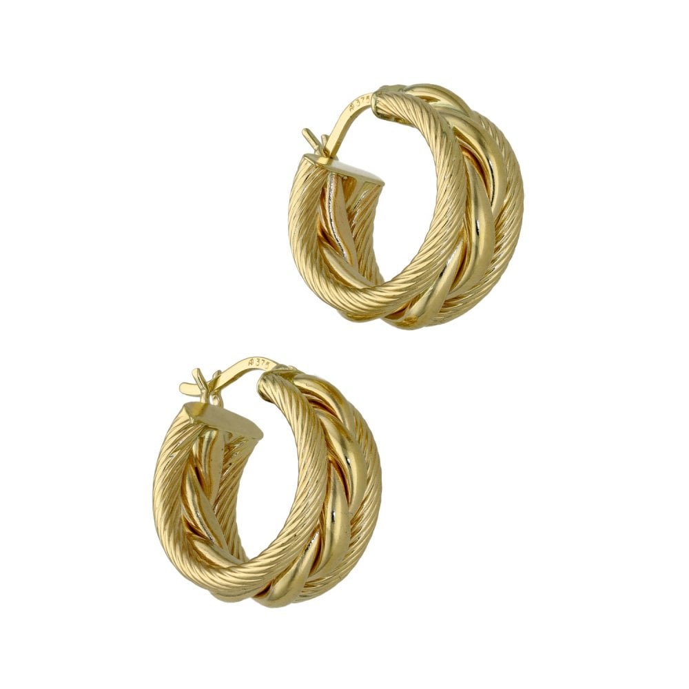9ct Yellow Gold Small Twist Hoop - 3.6g