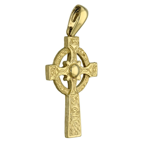 9ct Yellow Gold Celtic Pattern Cross Pendant - 11.3g