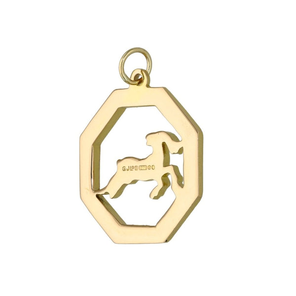 9ct Yellow Gold Aries Zodiac Pendant - 21x21mm - 3.6g