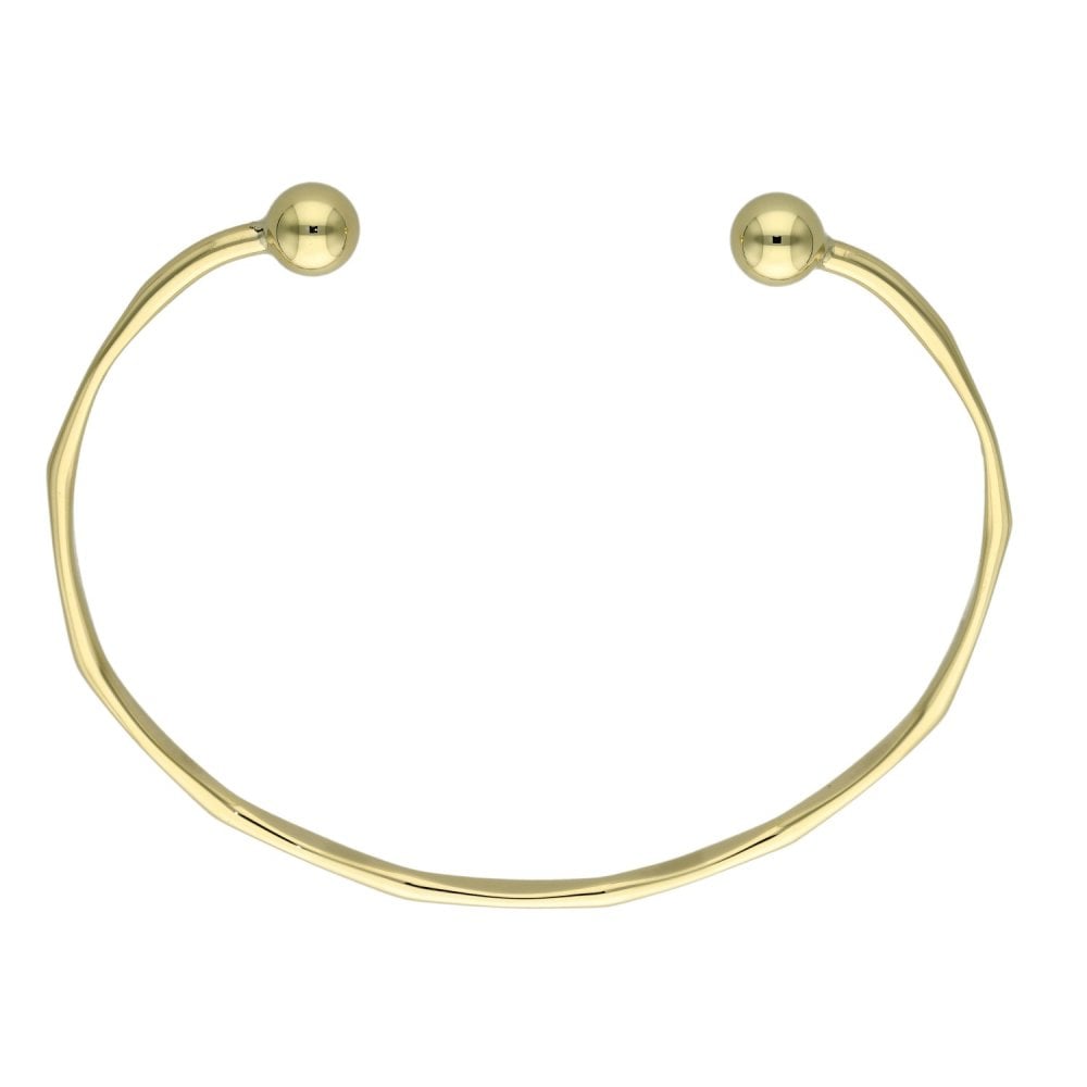 9ct Yellow Gold Geometric Style Torque Bangle - 9.3g