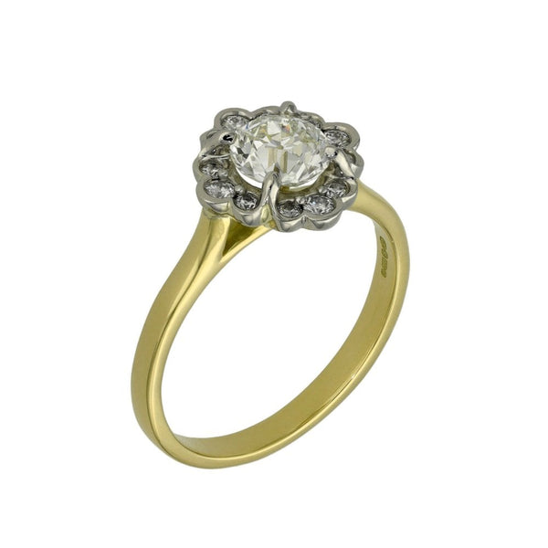 18ct Yellow Gold Certified Diamond Cluster Ring - 1.02ct