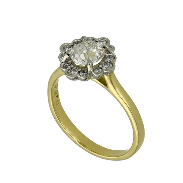 18ct Yellow Gold Certified Diamond Cluster Ring - 1.02ct