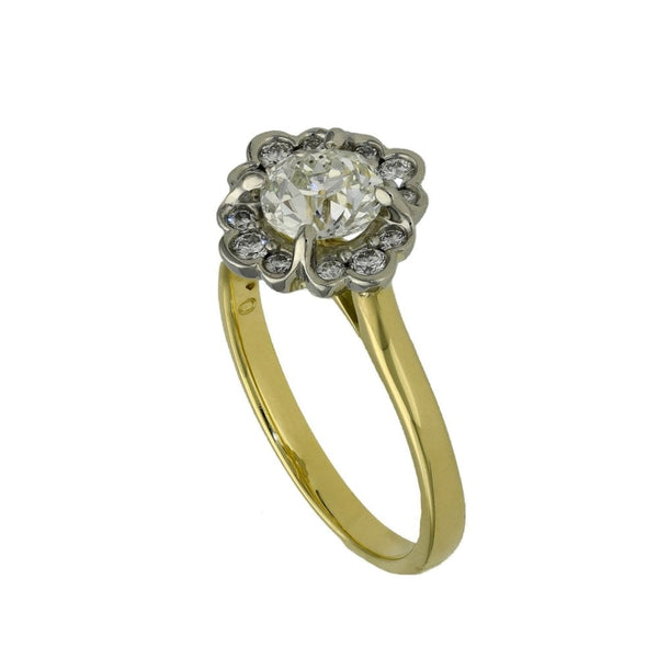 18ct Yellow Gold Certified Diamond Cluster Ring - 1.02ct