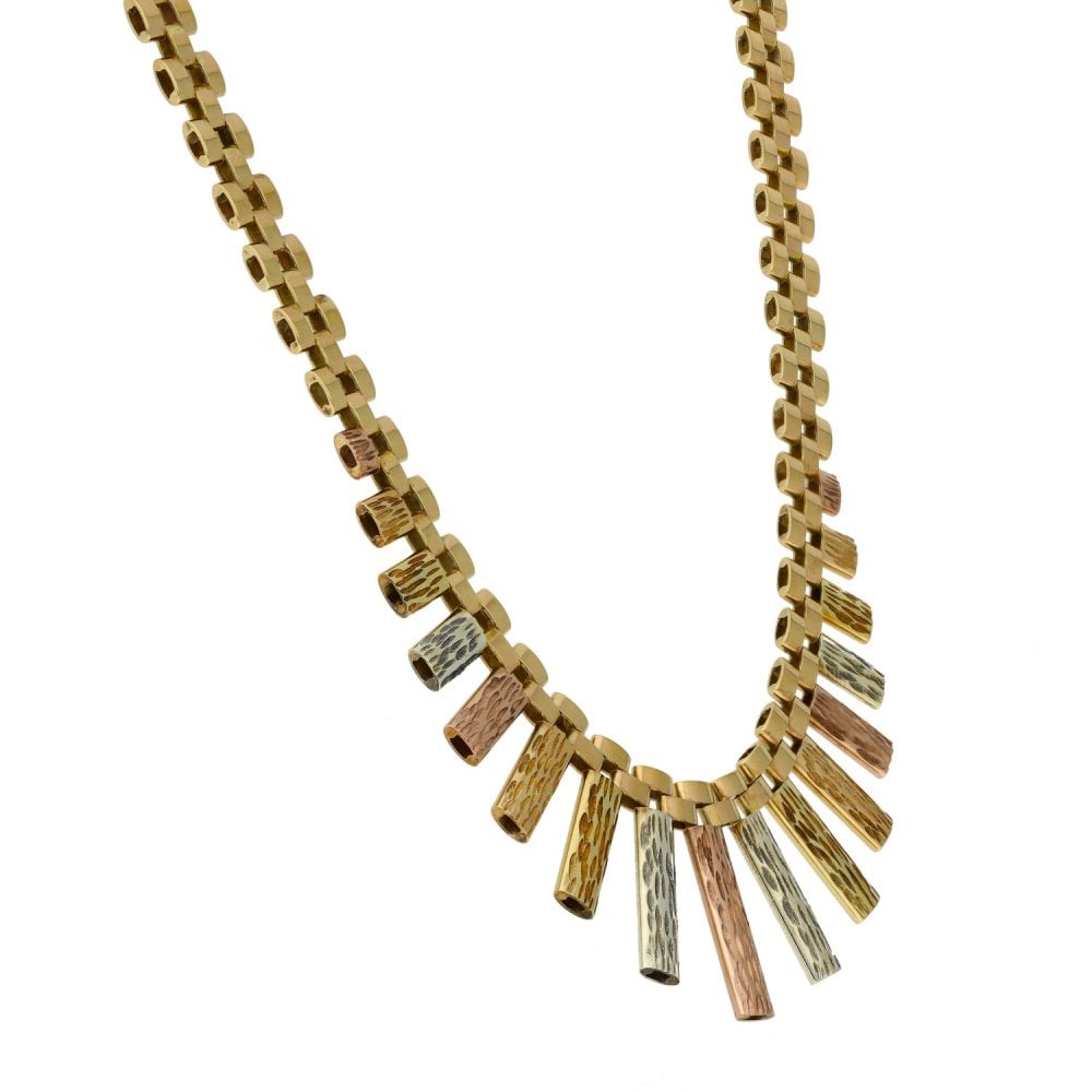 Ladies 9ct Multi Tone Gold Fancy Necklace - 25.0g - 18"