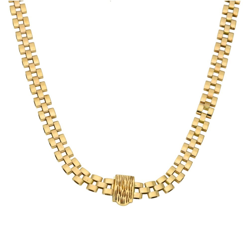 Ladies 9ct Multi Tone Gold Fancy Necklace - 25.0g - 18"