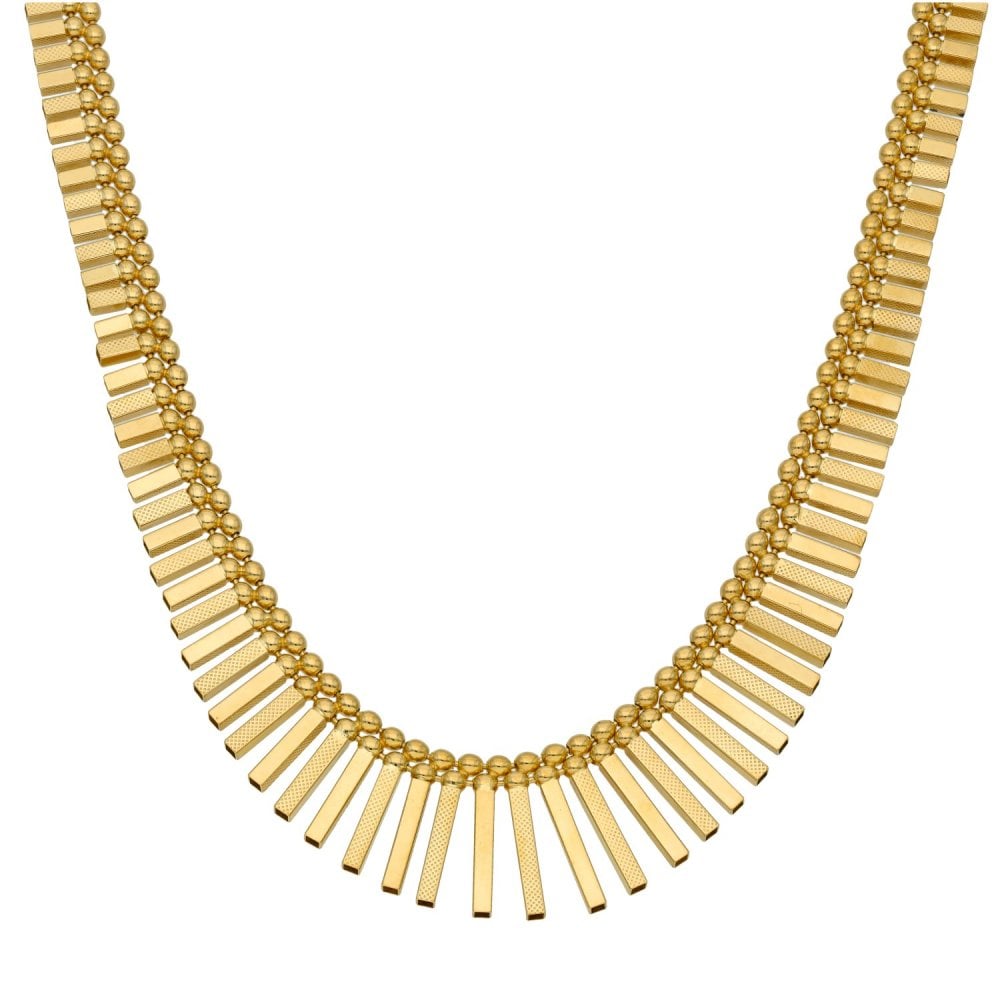 9ct Yellow Gold Fancy Necklace - 17" - 24.5g