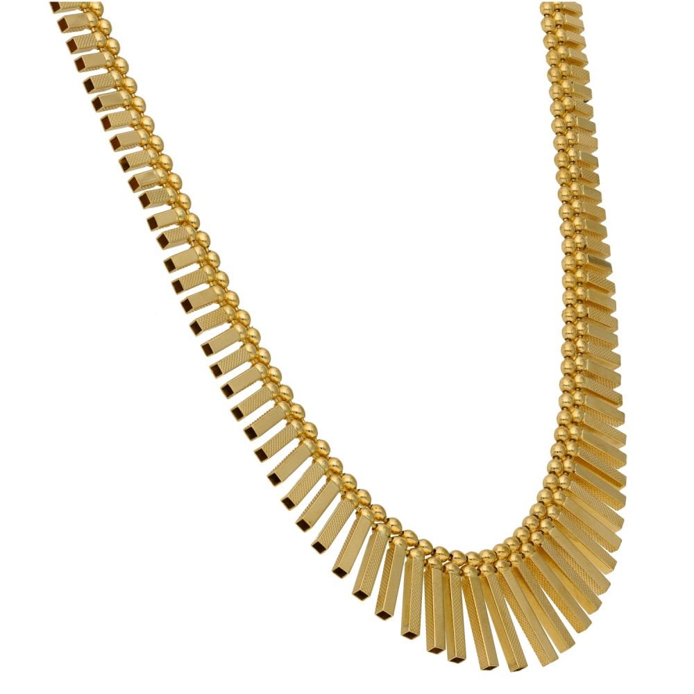 9ct Yellow Gold Fancy Necklace - 17" - 24.5g