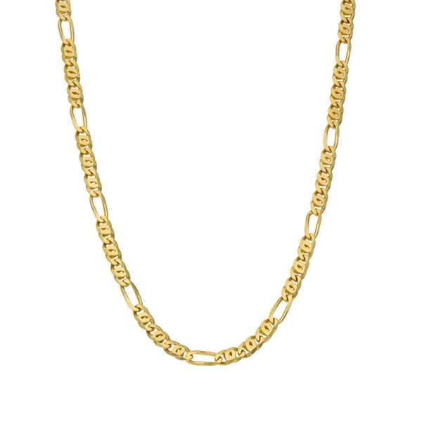 9ct Yellow Gold Fancy Link Figaro Style Chain - 20"