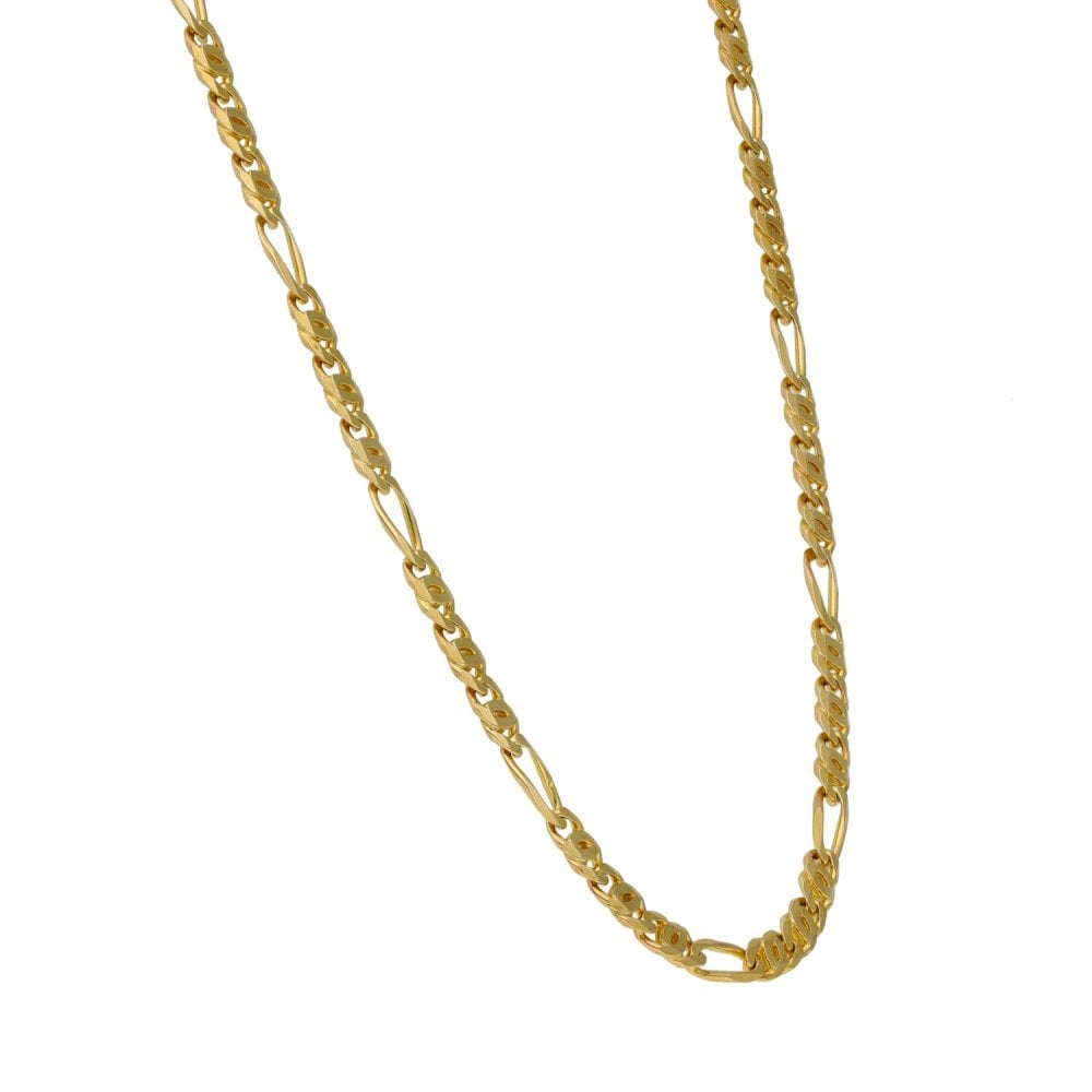 9ct Yellow Gold Fancy Link Figaro Style Chain - 20"