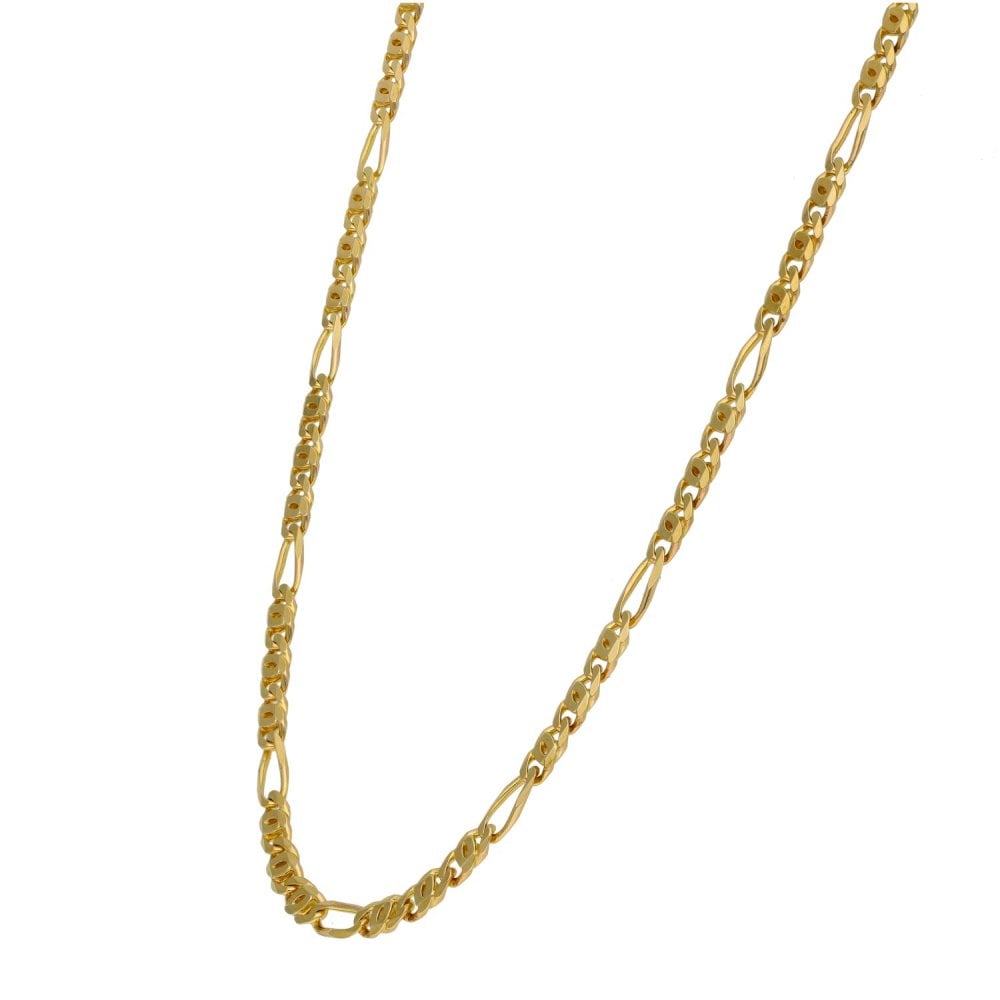 9ct Yellow Gold Fancy Link Figaro Style Chain - 20"