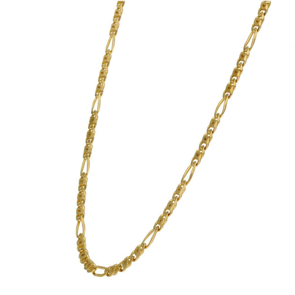 9ct Yellow Gold Fancy Link Figaro Style Chain - 20"
