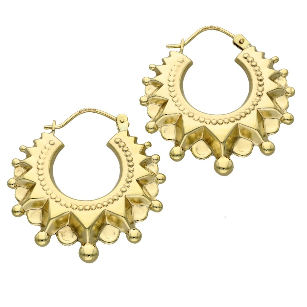Ladies 9ct Yellow Gold Creoles Earrings - 2.7g