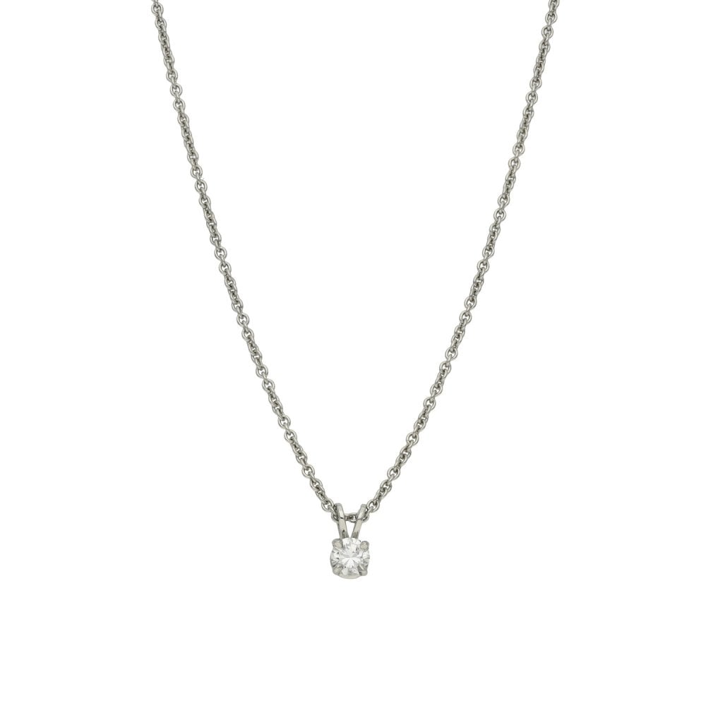 950 Platinum Diamond Solitaire Pendant & Necklace - 18" - 0.31ct