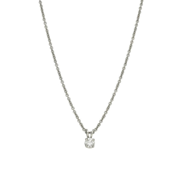 950 Platinum Diamond Solitaire Pendant & Necklace - 18" - 0.31ct