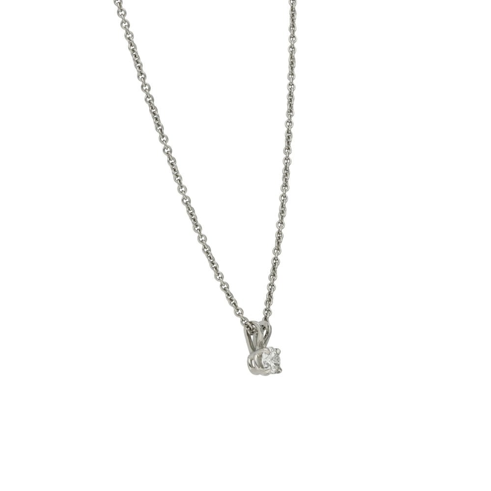 950 Platinum Diamond Solitaire Pendant & Necklace - 18" - 0.31ct