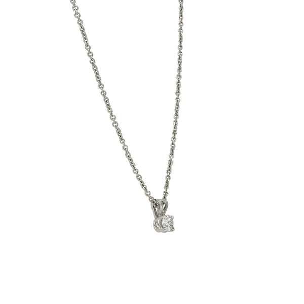 950 Platinum Diamond Solitaire Pendant & Necklace - 18" - 0.31ct