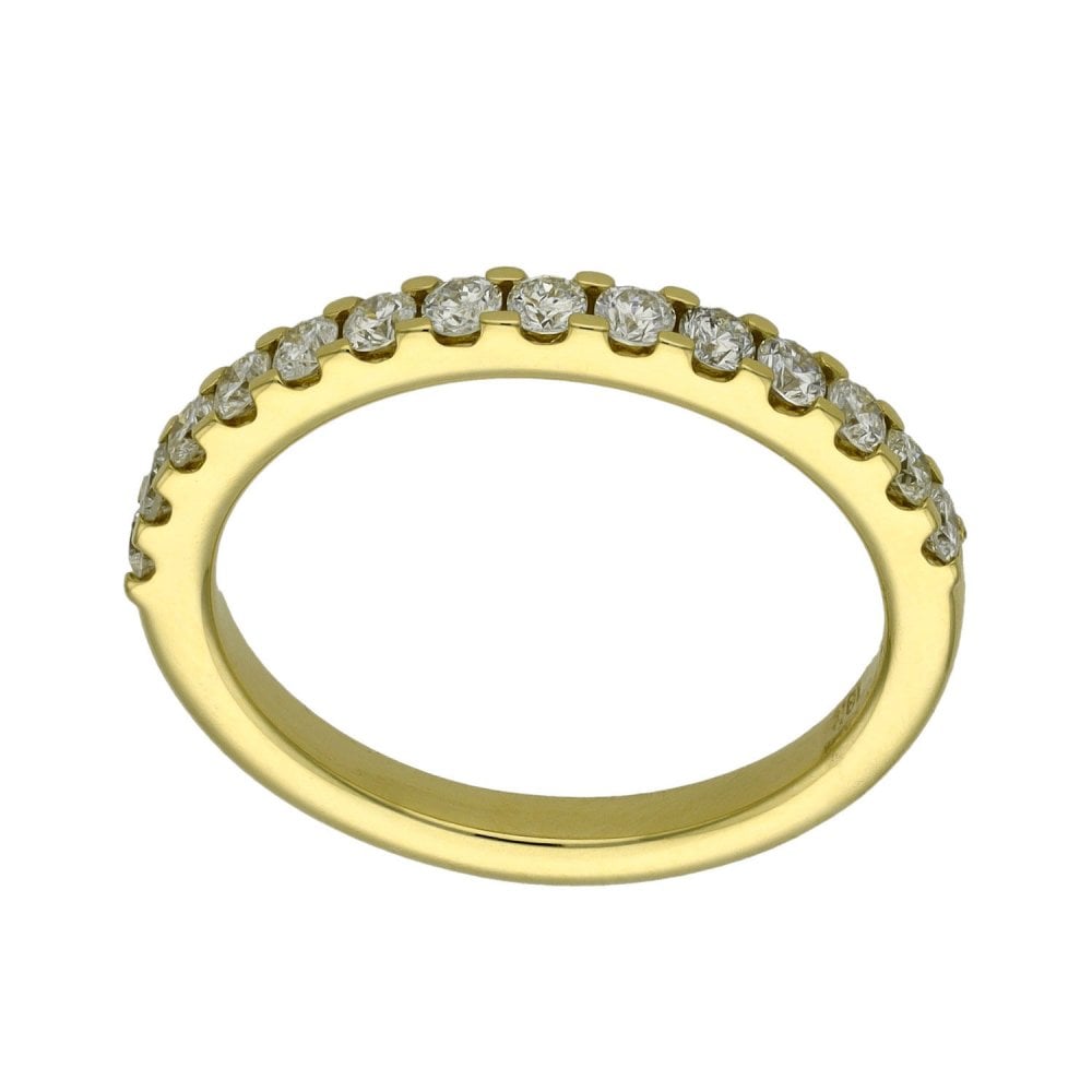 18ct Yellow Gold Diamond Set Wedding Band - 0.50ct - Size M
