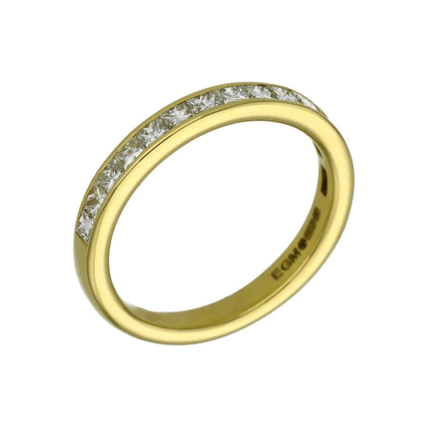 18ct Yellow Gold Diamond Set Wedding Ring - 0.75ct - Size M