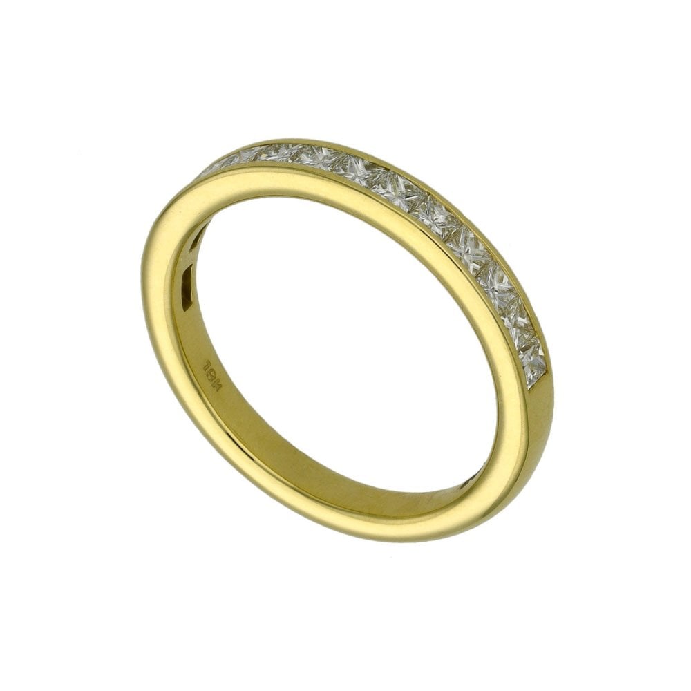 18ct Yellow Gold Diamond Set Wedding Ring - 0.75ct - Size M