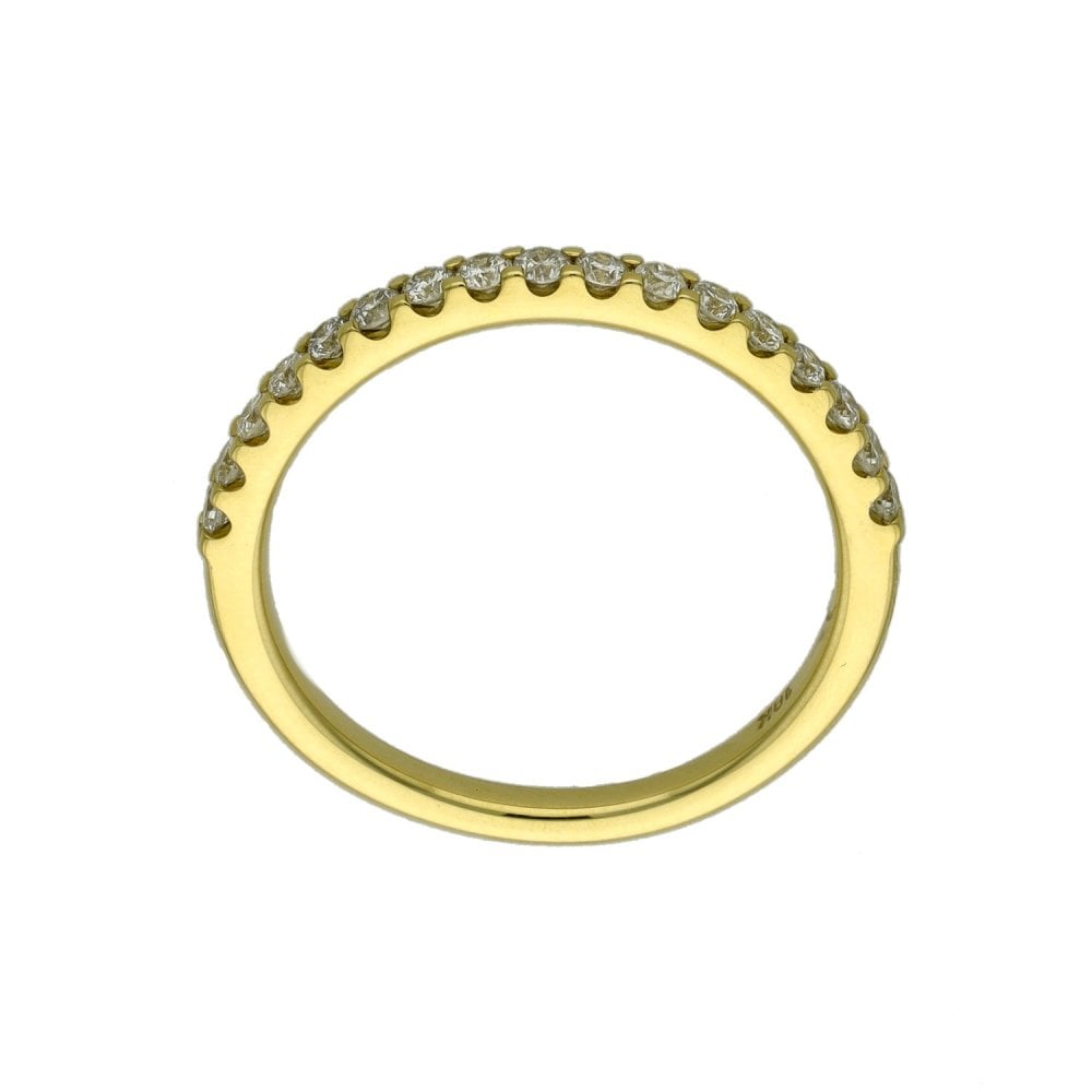 18ct Yellow Gold Diamond Set Wedding Band - 0.33ct - Size M
