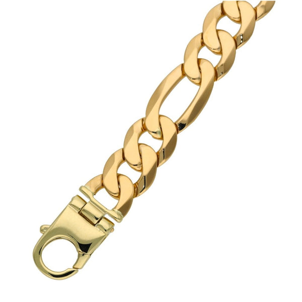 Mens 9ct Yellow Gold Figaro Bracelet - 9" - 47.5g