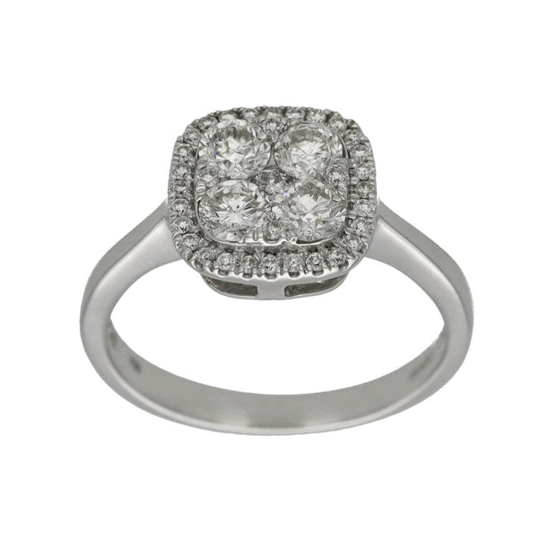 18ct White Gold Diamond Halo Cluster Ring - 1.12ct