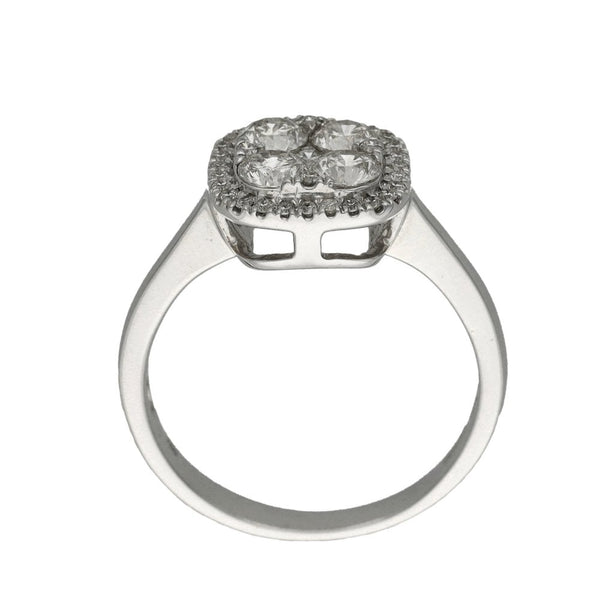 18ct White Gold Diamond Halo Cluster Ring - 1.12ct