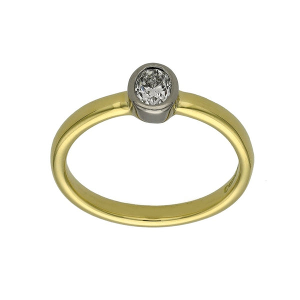 Ladies 18ct Yellow Gold Oval Diamond Ring - Size M - 0.33ct
