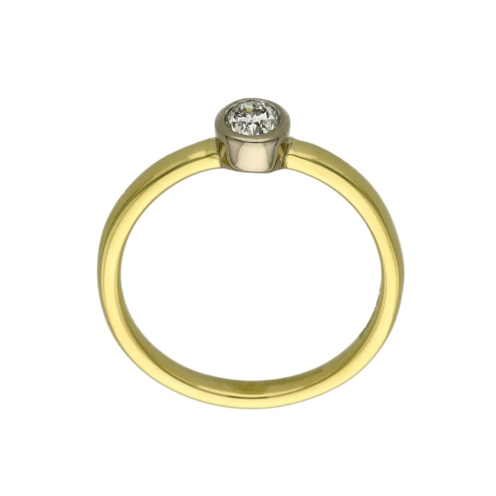 Ladies 18ct Yellow Gold Oval Diamond Ring - Size M - 0.33ct