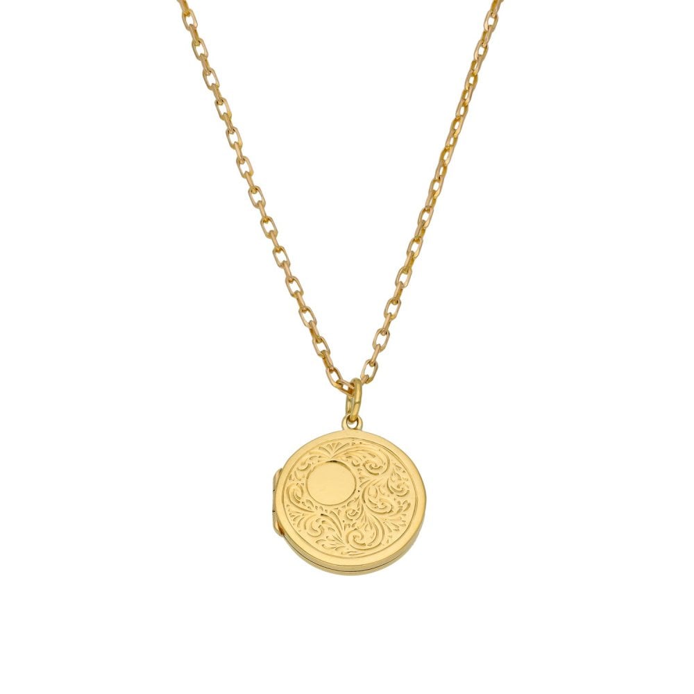 9ct Yellow Gold Round Locket & Chain - 18"
