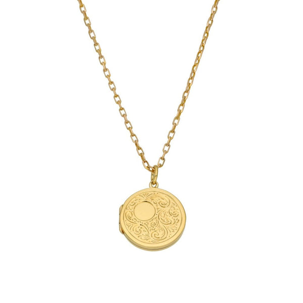 9ct Yellow Gold Round Locket & Chain - 18"