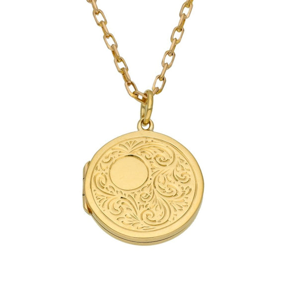 9ct Yellow Gold Round Locket & Chain - 18"