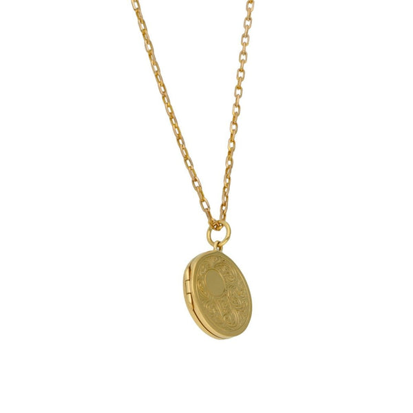 9ct Yellow Gold Round Locket & Chain - 18"