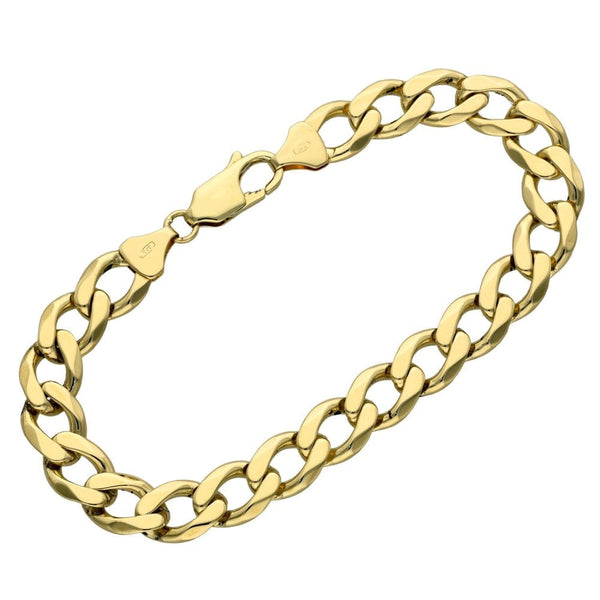 Gents 9ct Yellow Gold Curb Bracelet - 8" - 22.1g