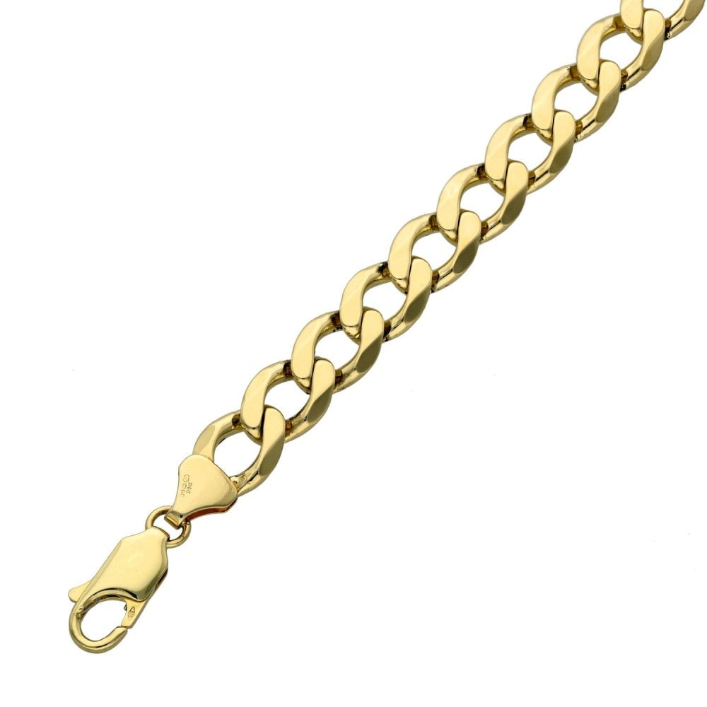 Gents 9ct Yellow Gold Curb Bracelet - 8" - 22.1g
