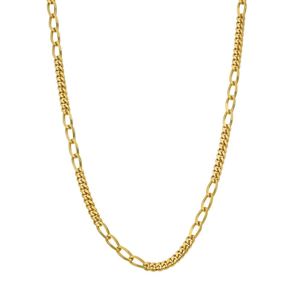 9ct Yellow Gold Fancy Curb Link Chain - 20" - 8.5g