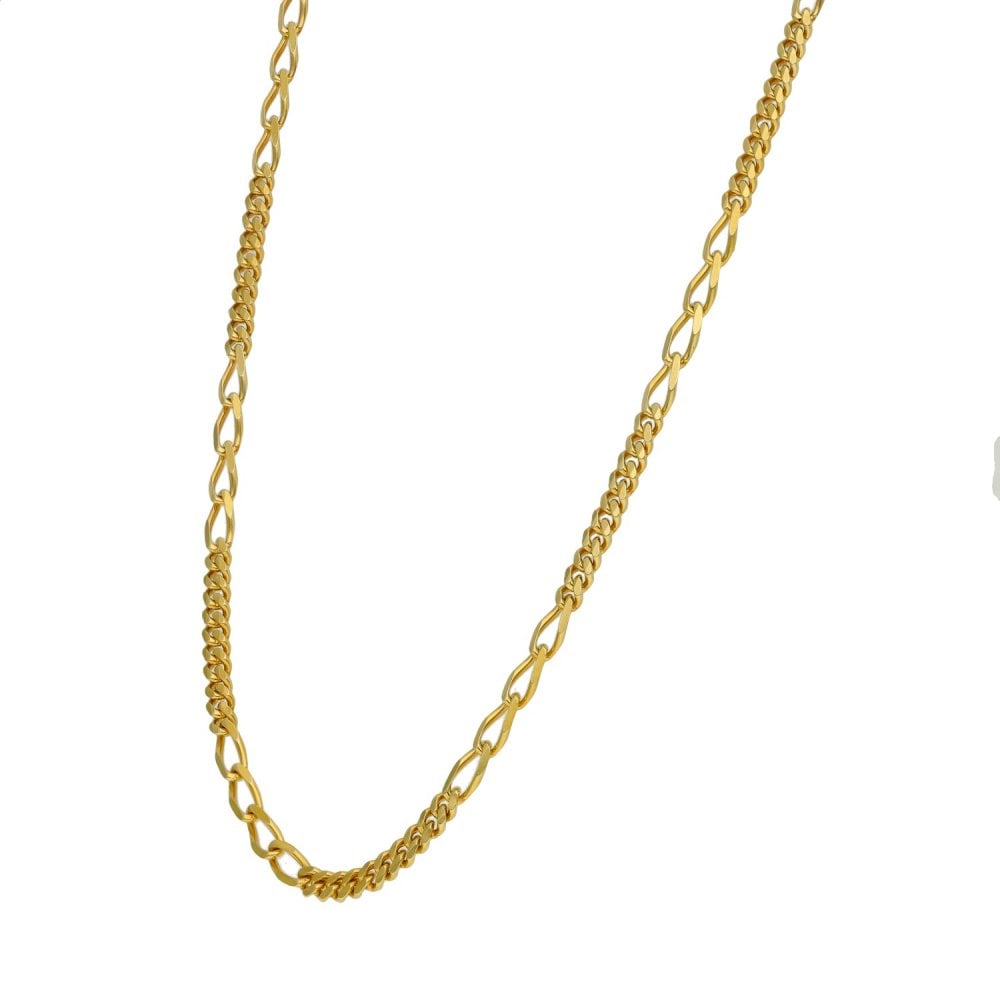 9ct Yellow Gold Fancy Curb Link Chain - 20" - 8.5g