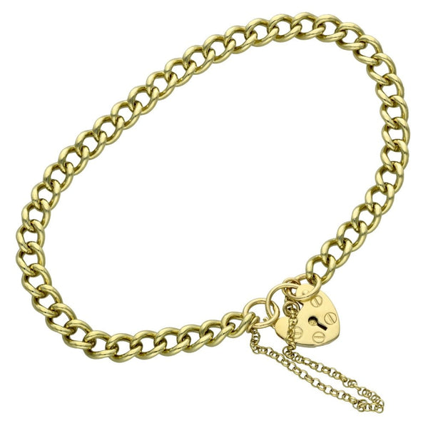 Ladies 9ct Yellow Gold Curb Bracelet - 20cm - 15.3g