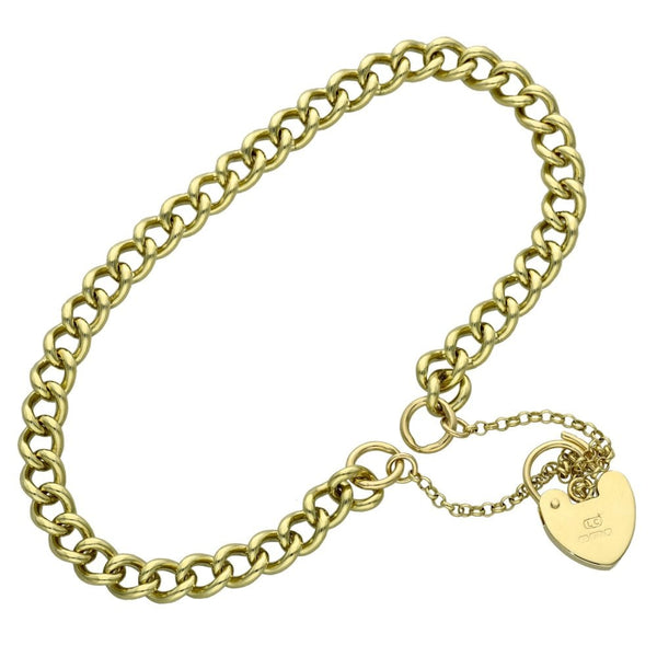 Ladies 9ct Yellow Gold Curb Bracelet - 20cm - 15.3g