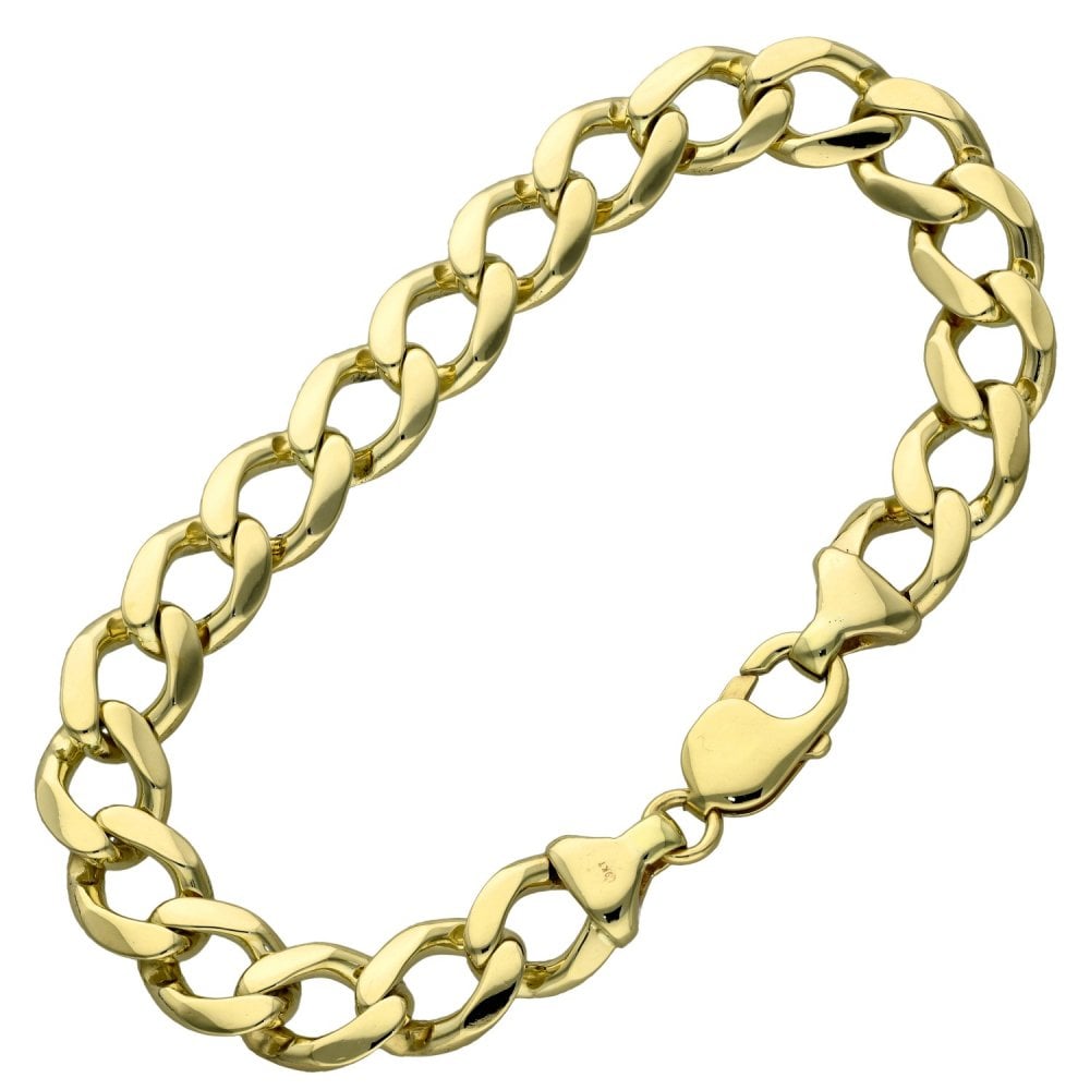 Gents 9ct Yellow Gold Curb Bracelet - 9.5" - 44.4g
