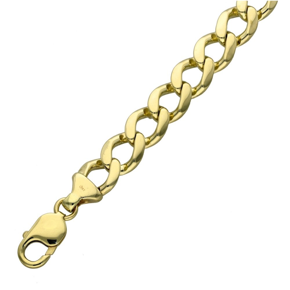 Gents 9ct Yellow Gold Curb Bracelet - 9.5" - 44.4g