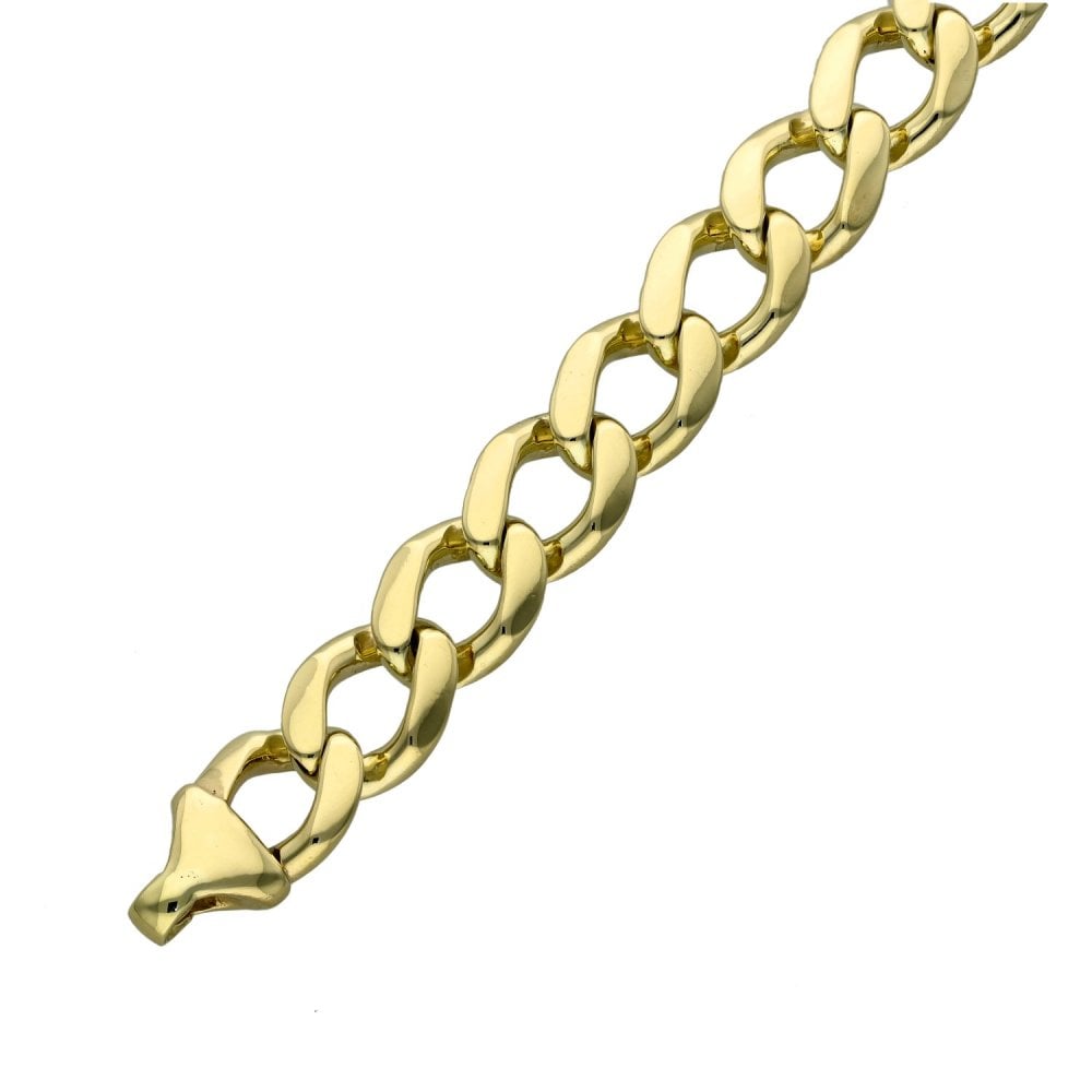 Gents 9ct Yellow Gold Curb Bracelet - 9.5" - 44.4g