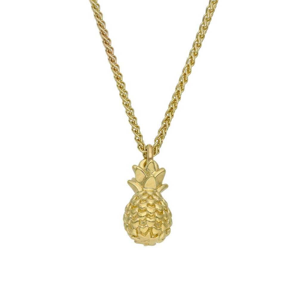 9ct Yellow Gold Pineapple Pendant & Chain - 10.7g - 20"