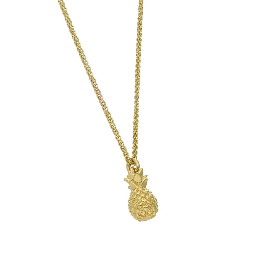 9ct Yellow Gold Pineapple Pendant & Chain - 10.7g - 20"