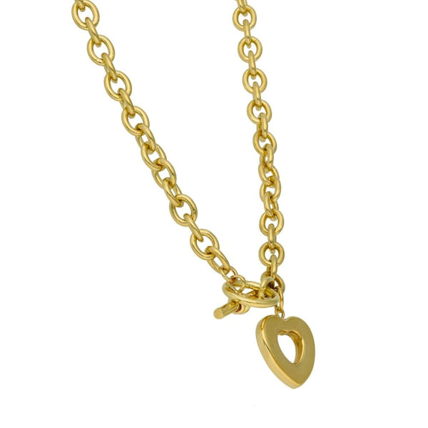 9ct Yellow Gold Belcher Heart & T-Bar Chain -17"- 33.7g